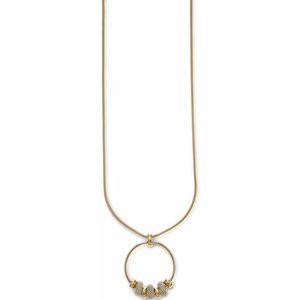 Alfani Gold-Tone Pave Beaded Circle Long Pendant Necklace